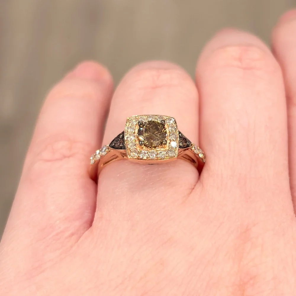 LeVian Chocolate Diamond Ring: 14K Rose Gold, SI2 Brown Diamond Solitaire - Picture 6 of 14